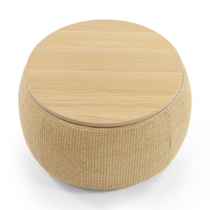 GlasFlength Ottomans and Benches Round Storage Portable Ottoman with Dual Function Fashion Design for Modern Living Spaces, Beige, 26"*26"*16.8" - 1 of 4