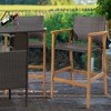 Costway 2PCS/4PCS Patio PE Wicker Bar Chairs Height Barstools with Acacia Wood Armrests Balcony - 3 of 4