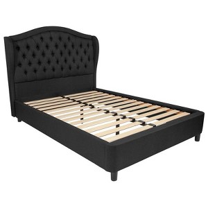 Transitional Arched Wingback Tufted Upholstered Platform Bed Full Black - Riverstone Furniture