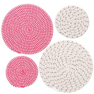 Unique Bargains Indoor Non-slip Absorbent Cotton Rope Plant Saucers Set of 4 - 1 of 4