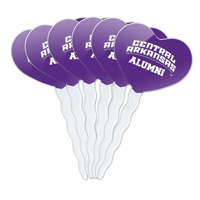 University of Central Arkansas Alumni Heart Love Cupcake Picks Toppers Decoration Set of 6