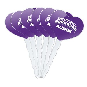 University of Central Arkansas Alumni Heart Love Cupcake Picks Toppers Decoration Set of 6 - 1 of 4