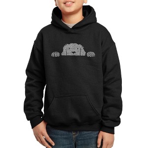 LA Pop Art Boy's Word Art Hooded Sweatshirt - Peeking Dog - 1 of 4