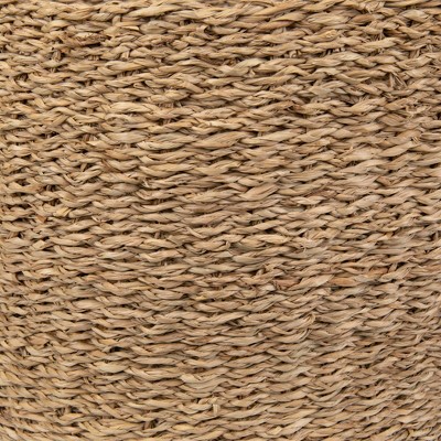 Beige Round Seagrass Storage Basket Set with Handles