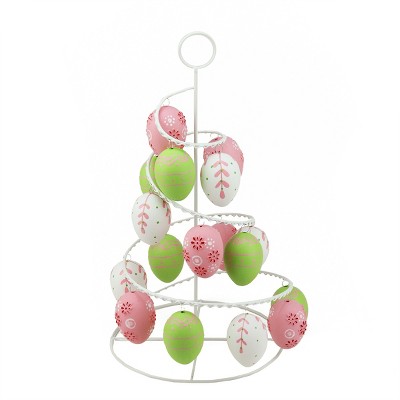 Northlight 14.25" Floral Cut-Out Spring Easter Egg Tree Decoration - Pink/Green