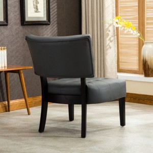 Gray Blended Leather Tufted Accent Chair with Oversized Seating - 1 of 4