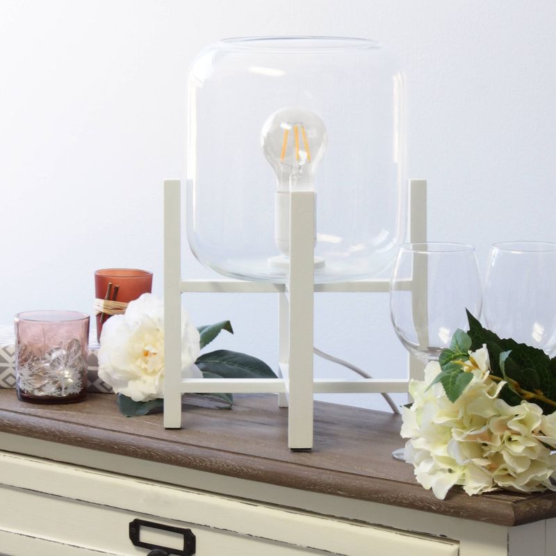 Wood Mounted Table Lamp with Glass Cylinder Shade - Simple Designs, 4 of 9