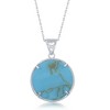 Bella Silver Sterling Silver Round Turquoise with Turtle 18" Pendant Necklace - Blue - 2 of 3