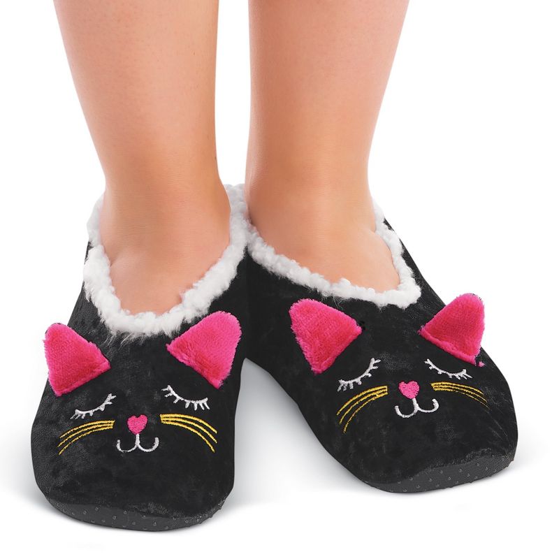 Collections Etc Plush Kitty Slippers, 2 of 5