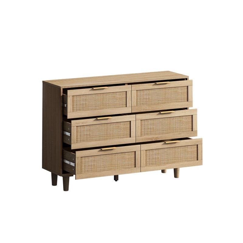 43.31" 6-Drawer Rattan Storage Cabinet for Living Room and Bedroom - ModernLuxe, 5 of 11