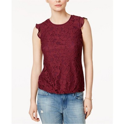 maison Jules Womens Flutter Knit Blouse, Red, X-Small