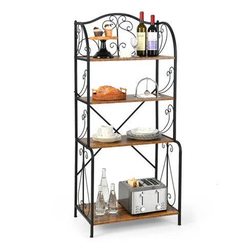 Freestanding Kitchen Baker's Rack, 5-Tier Microwave Oven Stand with  HutchRustic