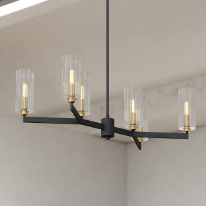 VAXCEL Claremont 6 Light Matte Black Contemporary Chandelier Clear Glass - 1 of 4