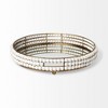 HomeRoots 22" Antiqued Gold And White Metal Wood And Mirrored Glass Round Vanity Tray - 4 of 4