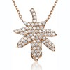 Guili Sterling Silver Rose Plated Maple Leaf Pendant Necklace, White or Rose Gold, with White CZ Stones for a Beautiful & Elegant Look. - 2 of 4