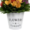 Northlight Wooden Artificial Spring Floral Arrangement with "Flowers and Garden" Pot - 8" - 3 of 4