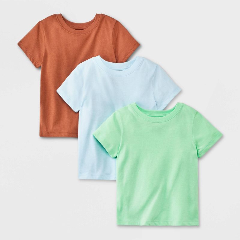 Toddler Boys' 3pk Short Sleeve Graphic T-Shirt - Cat & Jack™ Blue/Green/Orange, 1 of 5