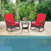 Tangkula 3 Pieces Rocking Bistro Set PE Rattan Rocking Chairs w/ 2-Tier Coffee Table - 3 of 4