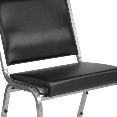 Black Vinyl Armless Stacking Metal Reception Chair