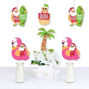 Big Dot of Happiness Tropical Christmas - Santa, Snowman, Palm Tree Decorations DIY Beach Santa Holiday Party Essentials - Set of 20