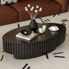 NicBex Modern Oval Handcrafted Relief Coffee Table for Living Room,Wooden Tea Table with Sturdy Pedestal,Accent Center Table - 4 of 4