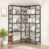 5 Tier Corner Bookcase, Industrial L-Shaped Wooden Bookcase, Large Storage Display Shelf with Metal Frame, Home Office, Living Room, Kitchen - 2 of 4