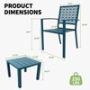 3-Piece Bistro Set, Outdoor Bistro Set, Stackable Metal Square Table and Chairs, Blue - 2 of 4