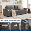 90" Loveseat Sofa with USB Charging Port and Side Storage Pocket, Chenille Fabric Cover Removable, Solid Wood Sofa with Wide Armrest - 4 of 4