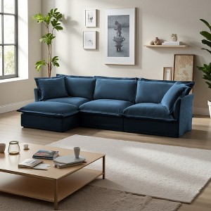 120" Chenille Slipcovered L-Shaped Modular Sectional Sofa with French Edges & Removable Covers - 1 of 4