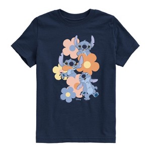 Boys' - Disney - Stitch Pop Flowers Short Sleeve Graphic T-Shirt - 1 of 4