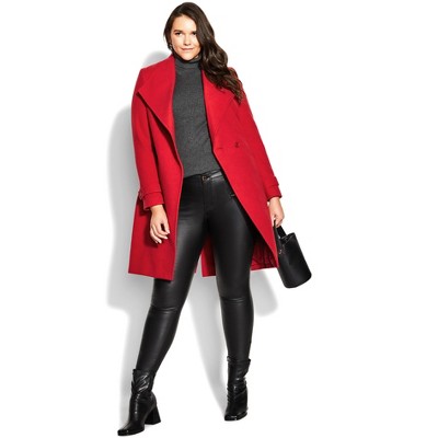 City Chic | Women's Plus Size So Chic Coat - Lust Red - 14w : Target
