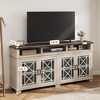 TV Stand for 80 Inch TV, Mid Century Modern Entertainment Center with LED Lights & Glass Doors, Console Cabinet with Storage for Living Room - 3 of 4