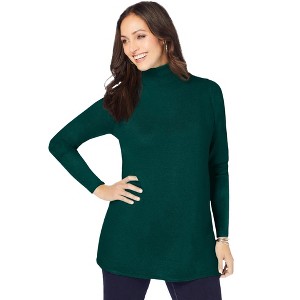 Jessica London Women's Plus Size Cotton Cashmere Turtleneck - 1 of 4
