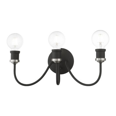 Livex Lighting Lansdale 3 - Light Vanity in  Black/Brushed Nickel