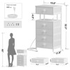 WOWLIVE Night Stand with Charging Station and LED Light, 5 Fabric Drawers White Bedside Table, End Table for Bedroom - 2 of 4