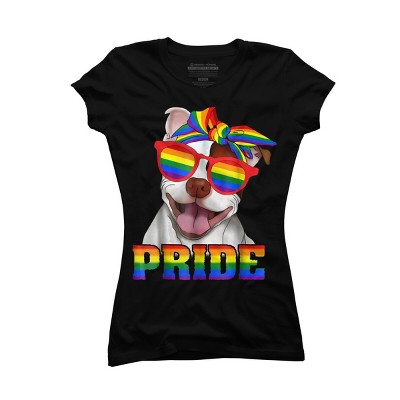 Adult Design By Humans Pit Bull Rainbow Pride Dog By Luckyst T-Shirt