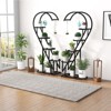 Tangkula 5-Tier Metal Plant Stand, Heart-shaped Plant Shelf Tiered Plant Stand with 4 Hanging Hooks, Wide Slatted Platform Black/Pink & Blue/White - 2 of 4