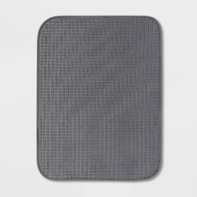 Talented Kitchen Self-Draining Silicone Dish Drying Mat for Counter (Black,  15x8 in)