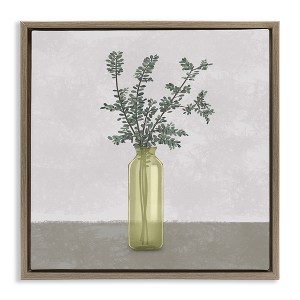 Stupell Industries Plant in Vase Neutral Grey Floating Frame Canvas Art, Brown, 18" x 18" - 1 of 4