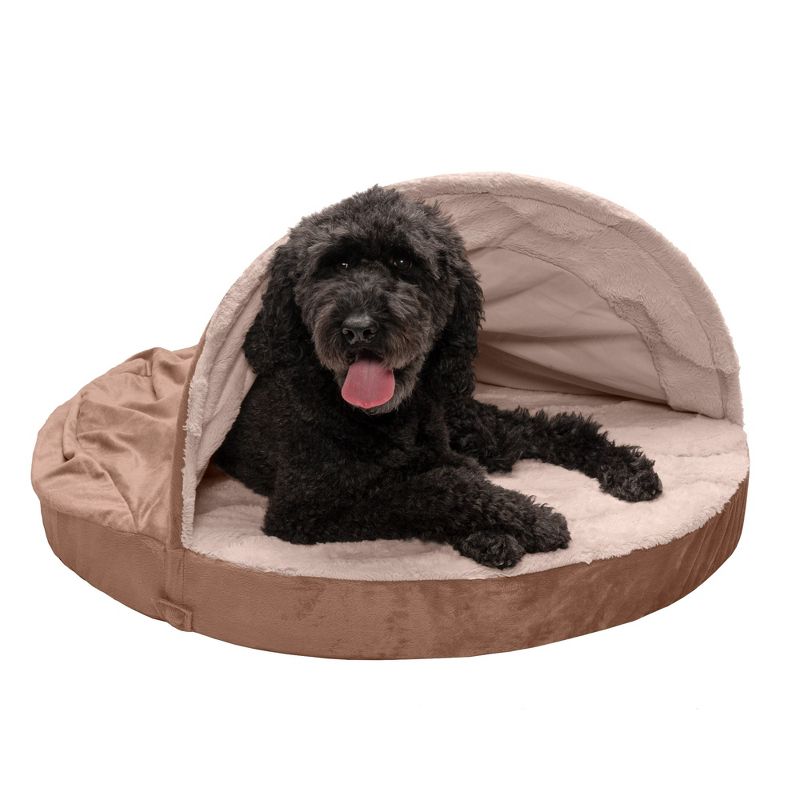 FurHaven Wave Fur & Velvet Snuggery Gel Top Foam Dog Bed, 1 of 4