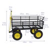 FURNIinspire Wheelbarrows And Lawn Carts Garden Cart For Picnic, Shopping, Lawn Cart With Solid Wheels And Yellow Handle, Black, 55“*24"*47" - 3 of 4