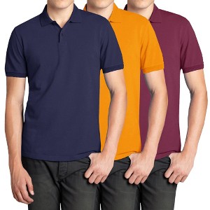 Galaxy Polo Avenue Men's Short Sleeve Pique Polo Shirt-3 Pack - 1 of 4