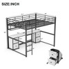 Loft Bed With Desk, Loft Bed Frame With Storage Drawers, Cabinets, Bedside Tray, Charging Station, USB And Socket For Bedroom - 2 of 4