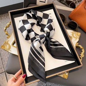 Anna-Kaci Silky Square Neck Scarf with Abstract Floral Pattern for Hair and Bag Styling - 1 of 4