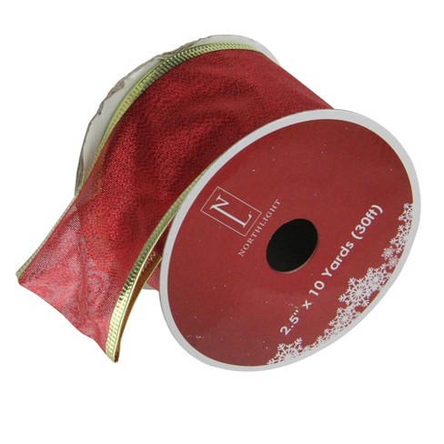 Northlight Pack of 12 Textured Red and Gold Wired Craft Ribbon 2.5 x 120  Yards