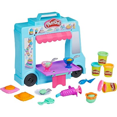 Play-Doh Kitchen Creations Ice Cream Truck Toy – Includes 20 Accessories and 5 Play-Doh Cans – Creative Play Food Set