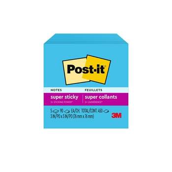 Post-it Super Sticky Notes 3" x 3" Electric Blue 90 Sheets/Pad 258340