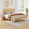 Rattan Platform Bed Frame With Headboard, Modern Style Cane Boho Bed Frames With Heavy Duty Sturdy Steel Slat Support, No Box Spring Needed - 2 of 4