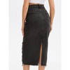 INSPIRE CHIC Women's Ripped Raw Hem High Waisted Stretch Midi Denim Skirt - 4 of 4