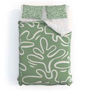 Deny Designs Alilscribble abstract Greens Duvet and Sham Set - 1 of 4